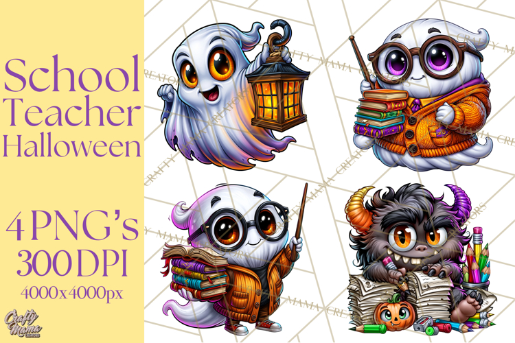 Halloween Teacher Clipart PNG School Bundle