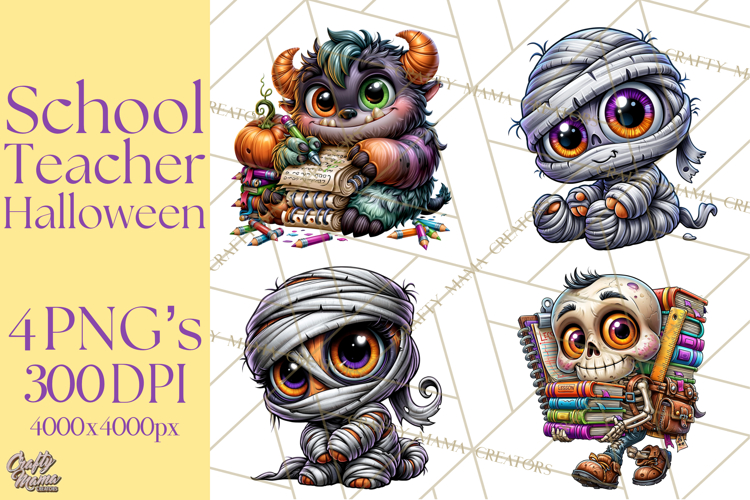 Halloween Teacher Clipart PNG School Bundle