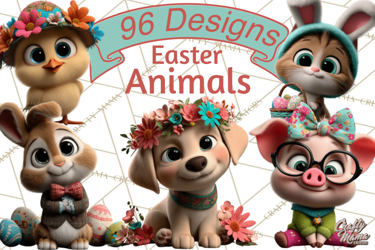 Easter PNG, Cottage Core Realistic Easter Animals Clipart