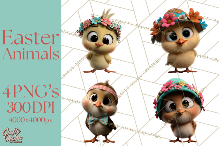 Easter PNG, Cottage Core Realistic Easter Animals Clipart