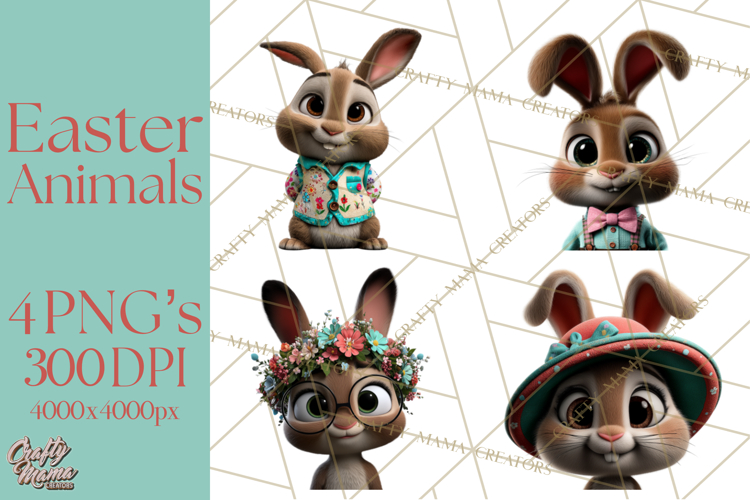 Easter PNG, Cottage Core Realistic Easter Animals Clipart