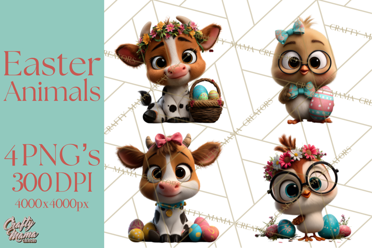 Easter PNG, Cottage Core Realistic Easter Animals Clipart