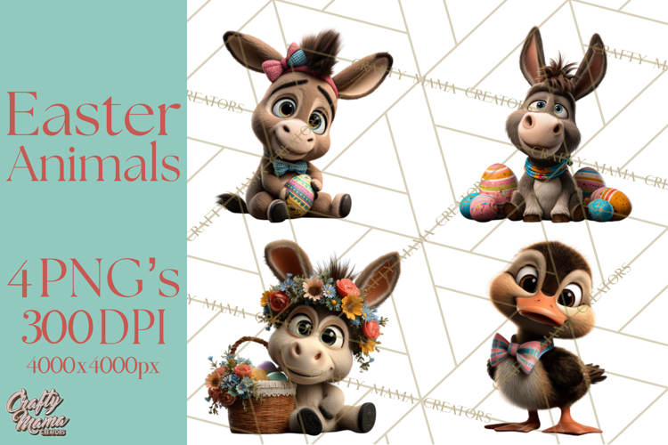Easter PNG, Cottage Core Realistic Easter Animals Clipart