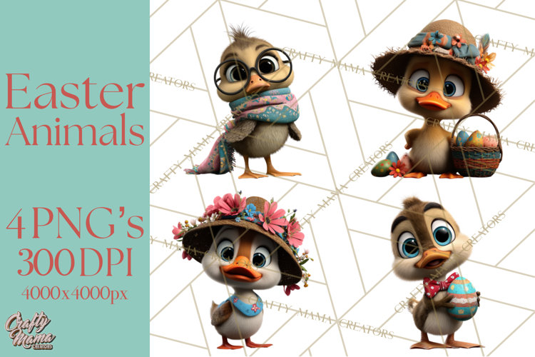 Easter PNG, Cottage Core Realistic Easter Animals Clipart