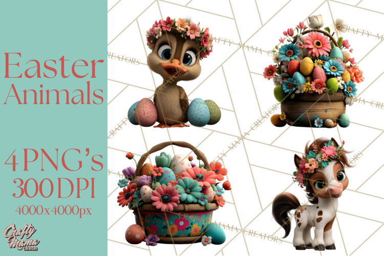 Easter PNG, Cottage Core Realistic Easter Animals Clipart