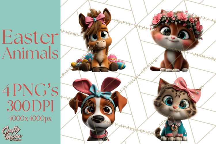 Easter PNG, Cottage Core Realistic Easter Animals Clipart