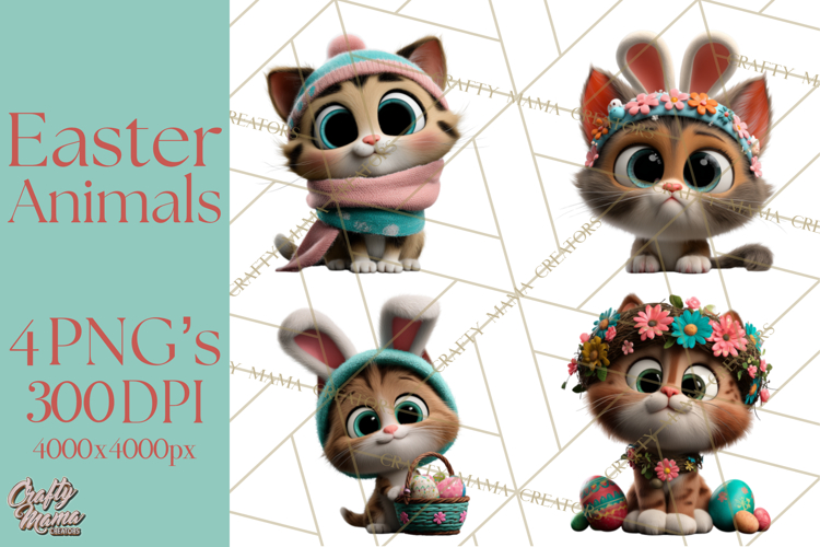 Easter PNG, Cottage Core Realistic Easter Animals Clipart