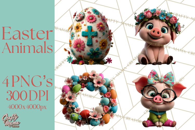 Easter PNG, Cottage Core Realistic Easter Animals Clipart