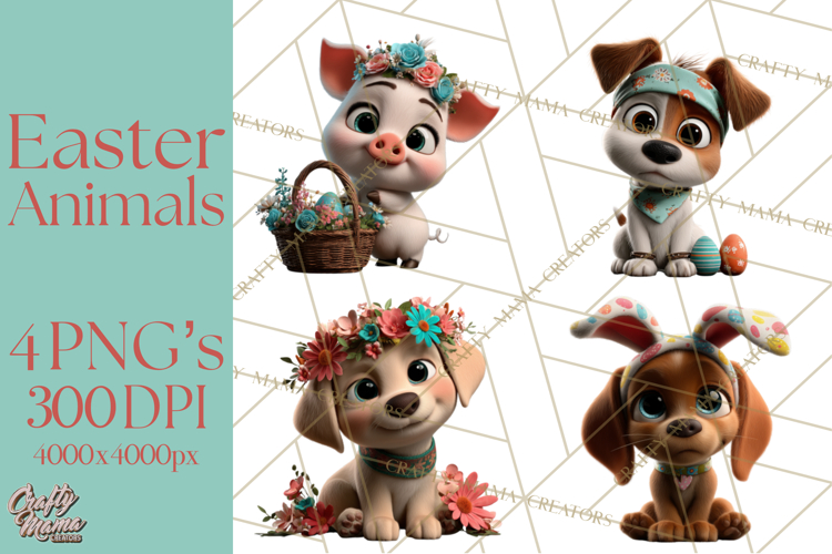 Easter PNG, Cottage Core Realistic Easter Animals Clipart