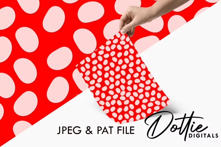 Pink Dots on Red Repeat Seamless Pattern - Digital Paper