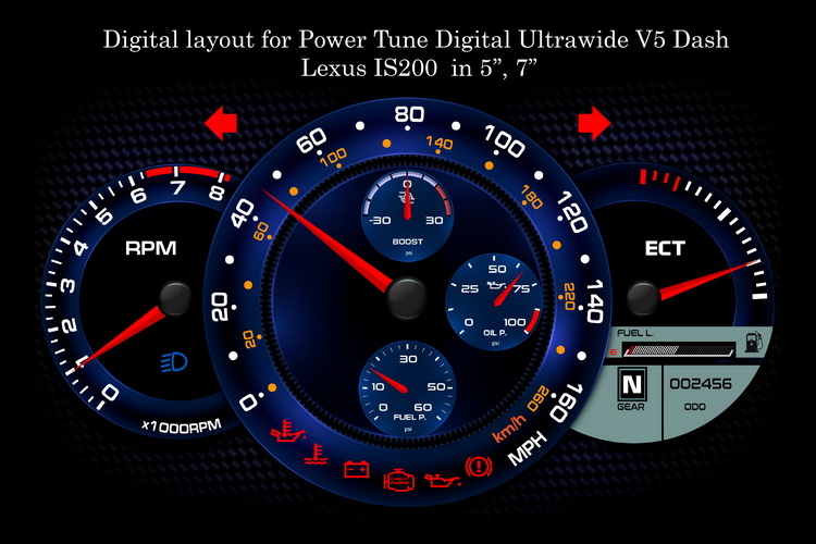 Digital Layout for Power Tune Digital Ultrawide V5 Dash