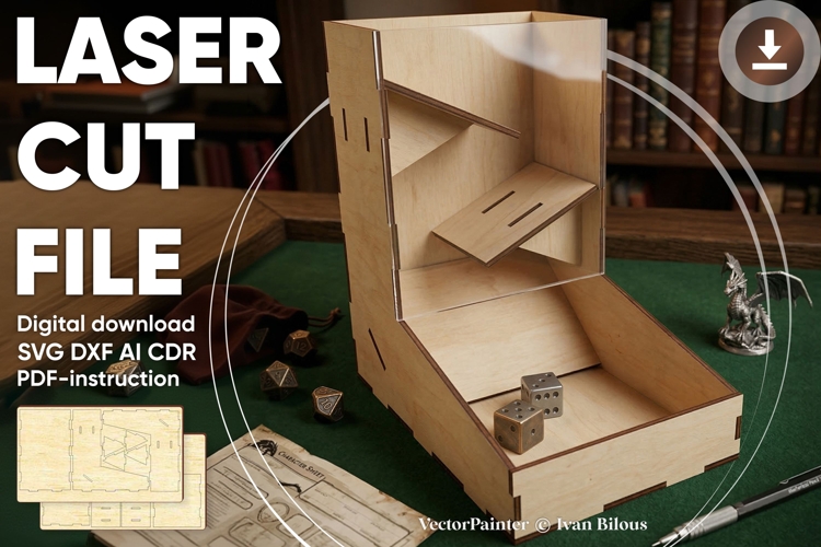 Acrylic Dice Tower - laser cutting file, Vector pattern
