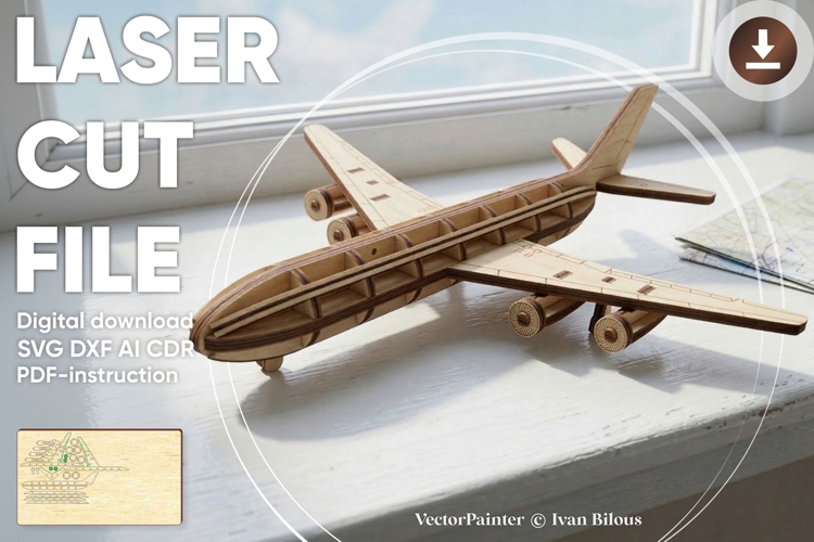 Airplane - laser cut file, Vector pattern