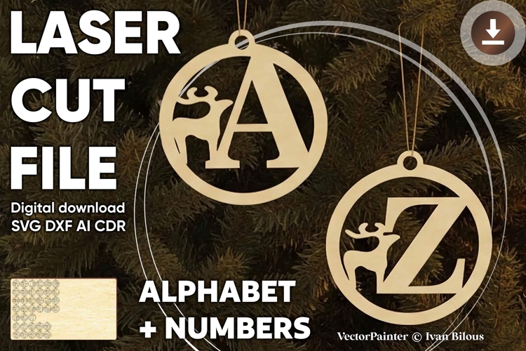 Christmas Letters Ornament - laser cut file, Cricut file