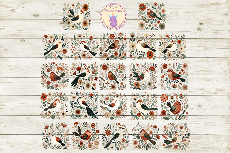 Clip Art or Clipart: Autumn Birds With Foliage