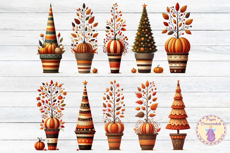 Clip Art or Clipart: Autumn Topiary Clipart
