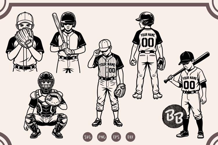 Baseball Player SVG Bundle, Baseball Boy, Kids Designs