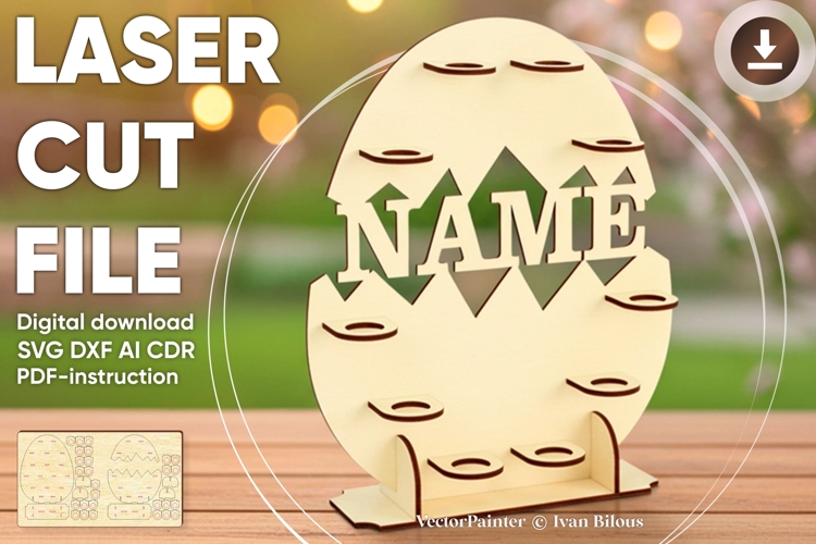 Big Egg Stand - laser cutting file, SVG DXF plans