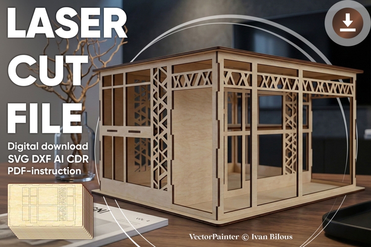 Big Hi TechDollhouse - laser cut file, Glowforge pattern