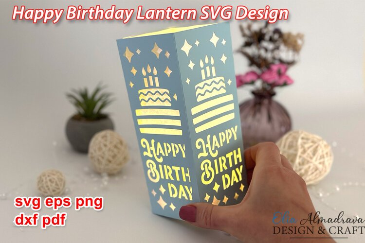 Happy Birthday Paper Lantern Svg| 3D Papercut Centerpiece example image 1