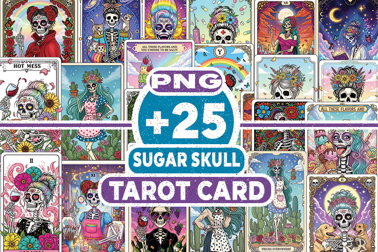 Sugar Skull Tarot Card Bundle | Día de los Muertos Tarot PNG