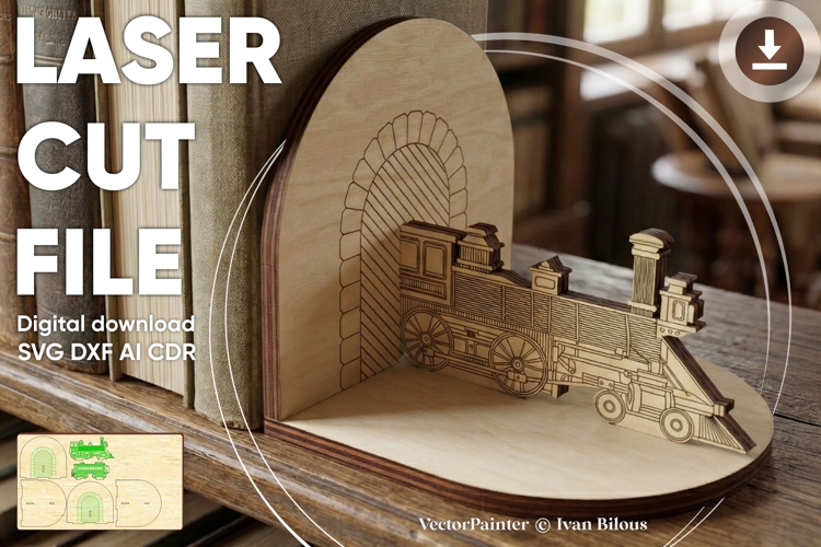 Book Nook Train - laser cut file, SVG DXF Book corner
