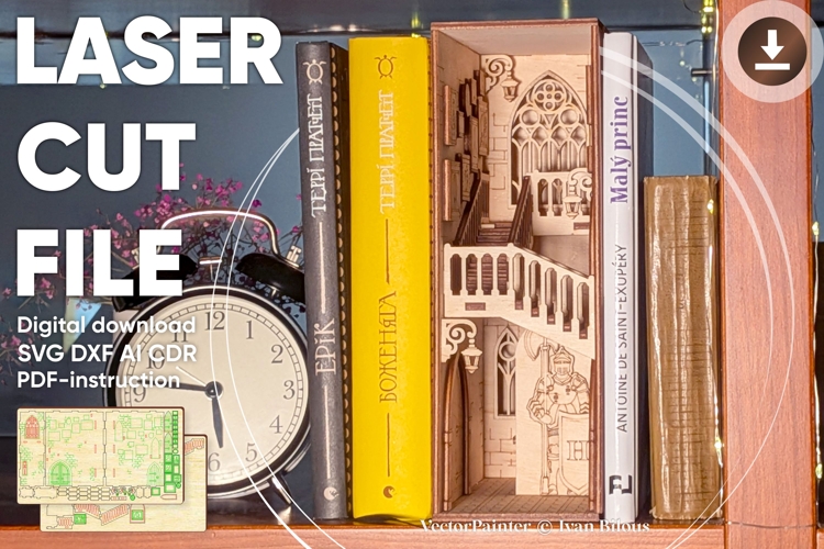 Castle Book Nook Stairs - Laser cut file, SVG DXF plan