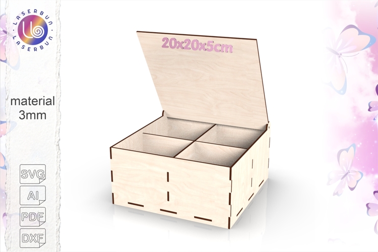 Small laser cut box with 4 slots svg