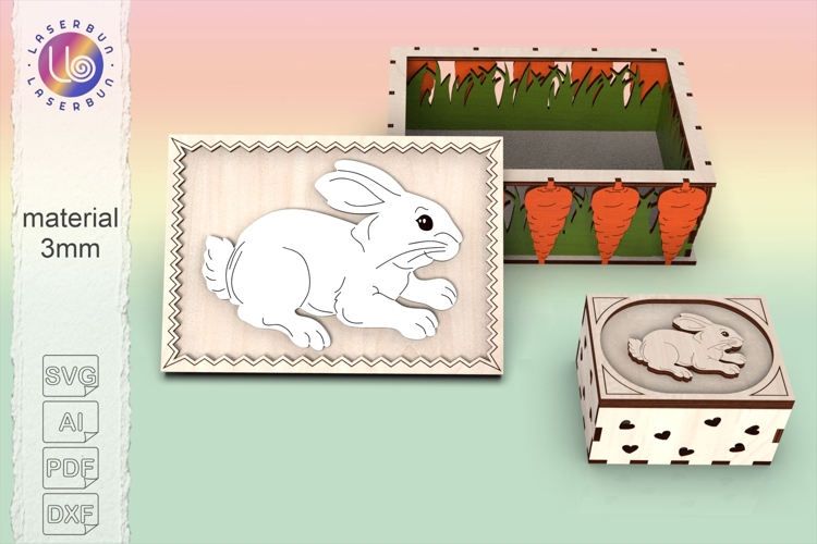 Laser cut bunny box set for kids svg
