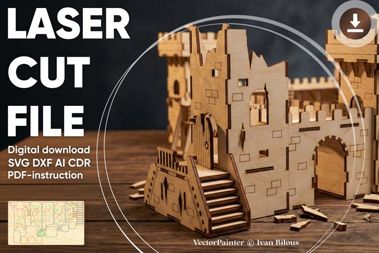 Broken Tower of the Castle - laser cut file, Glowforge file