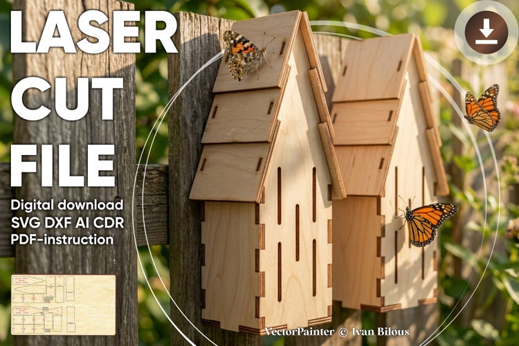 Butterfly Houses - laser cut file, SVG DXF pattern
