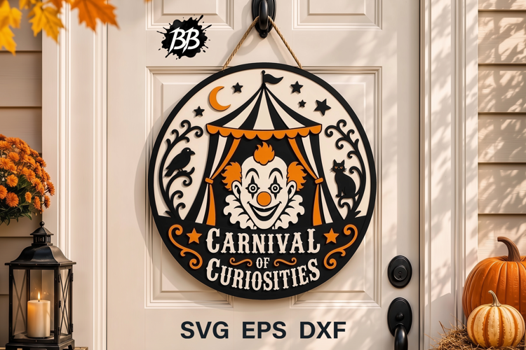 Halloween Door Hanger SVG, Layered Laser Cut File