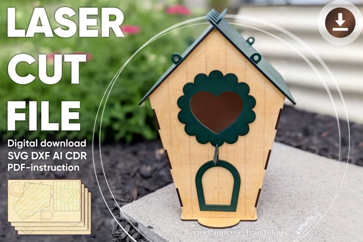Birdhouse SVG- laser cut file Glowforge pattern Birdhouse