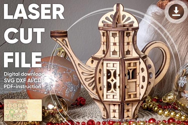 Teapot Fairy House - Laser Cut File, SVG DIY Design