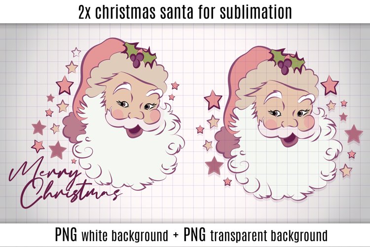 Merry Christmas Sublimation, Pink Vintage Santa PNG Design