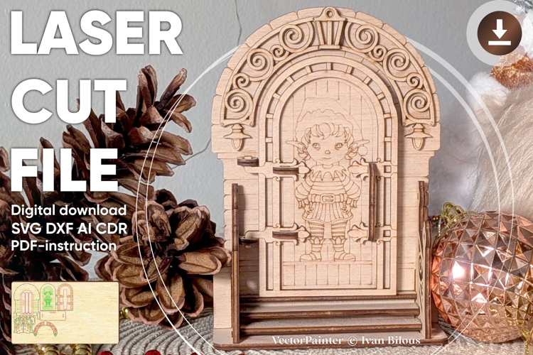 Christmas Elf Door - Laser File, SVG plan for Cutting