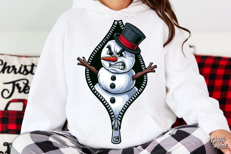 Mad Snowman Zipper Reveal Winter Christmas PNG example image 1