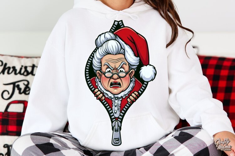Mad Mrs Claus Zipper Reveal Christmas PNG example image 1