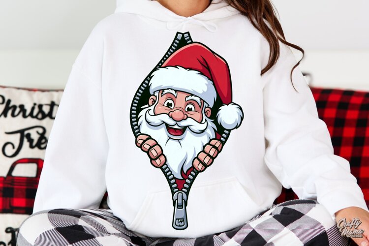 Happy Santa Claus Zipper Reveal Christmas PNG example image 1