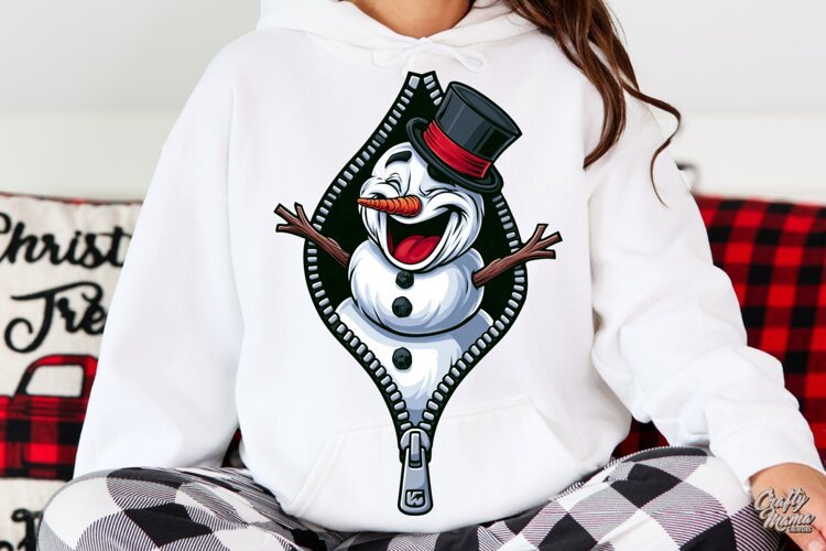 Laughing Snowman Zipper Reveal Winter Christmas PNG example image 1