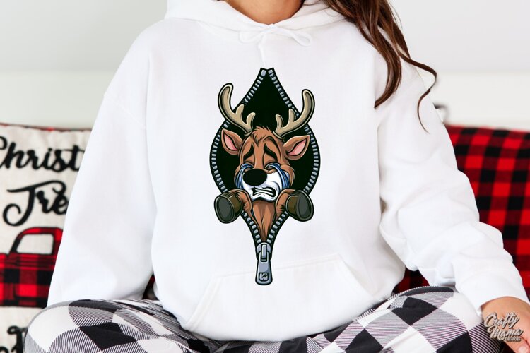 Crying Reindeer Zipper Reveal Christmas PNG example image 1