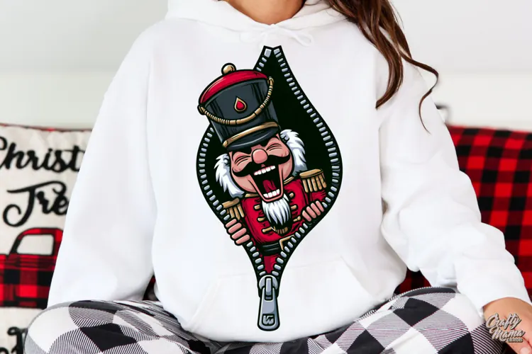 Laughing Nutcracker Zipper Reveal Christmas PNG