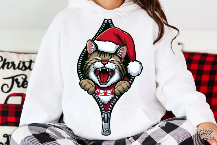 Laughing Cat Zipper Reveal Cute Animal PNG