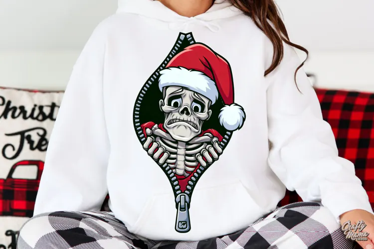 Sad Skeleton Zipper Reveal Halloween PNG