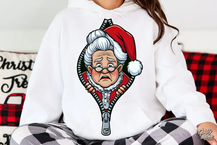 Sad Mrs Claus Zipper Reveal Christmas PNG