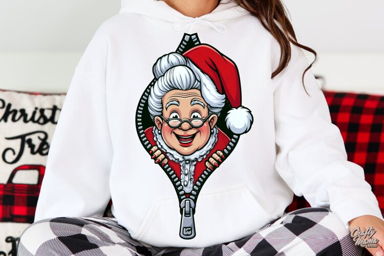 Happy Mrs Claus Zipper Reveal Christmas PNG example image 1