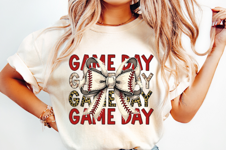 Game Day Baseball Bow Png, Coquette Baseball Png