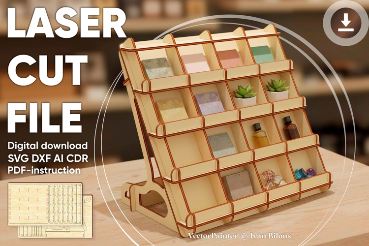 Counter Stand - SVG Laser Cut File, Display Shelf plan