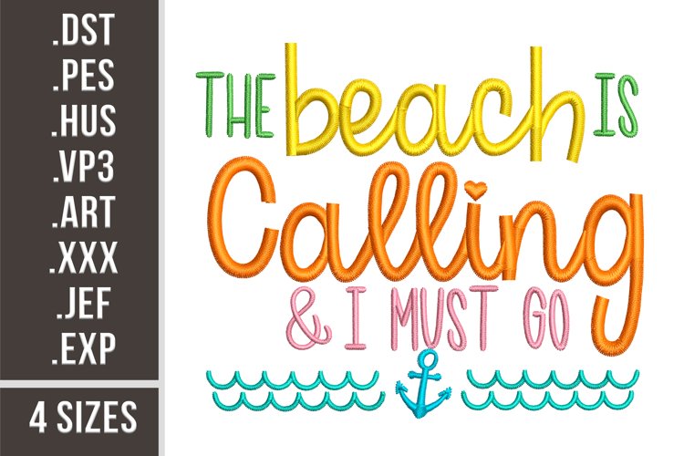 The Beach Is Calling | Embroidery Design example image 1