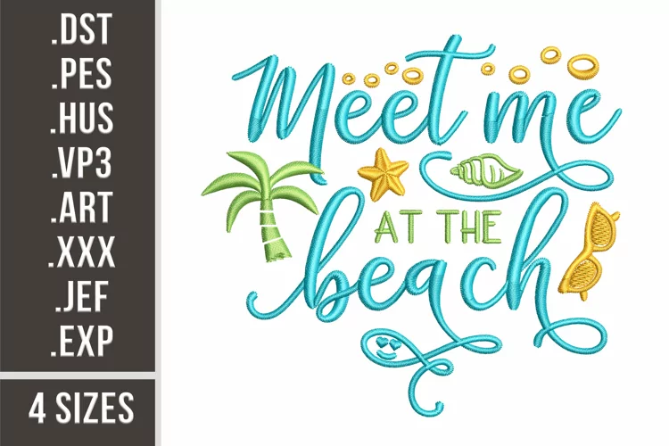 Meet Me At The Beach | Embroidery Design